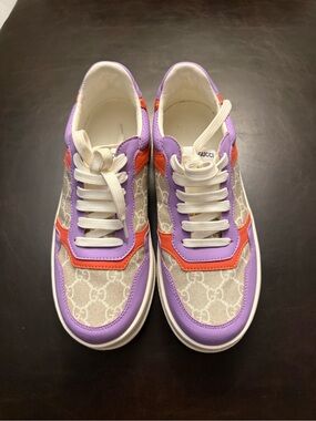 Gucci Lavender & Coral GG Monogram Sneakers